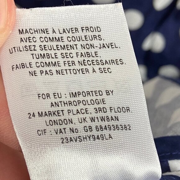 Anthropologie Dixie Dot Dress Blue White Polka Dot‎ Vanessa Virginia Mini Size 0 - Picture 11 of 11